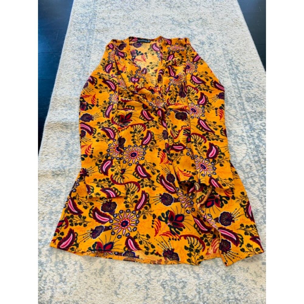 Pretty Little Thing women's size 2 mustard paisley print long-sleeve dress